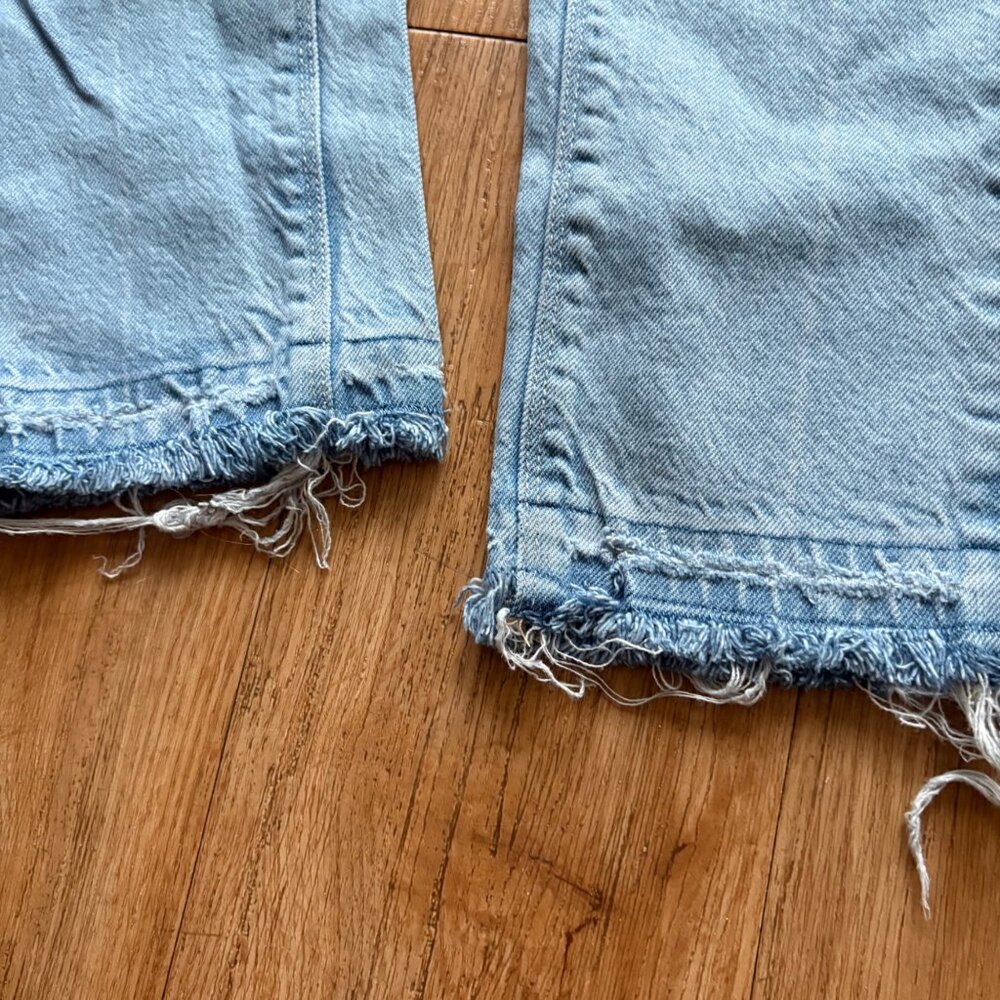 American Eagle Super High Rise Straight Leg Denim Jeans Blue Women’s Size 000 - Picture 6 of 11